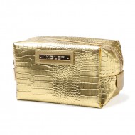 COSMETIC BAG CROCODILE LEATHER PATTERN GOLD (R24245)  INGLOT